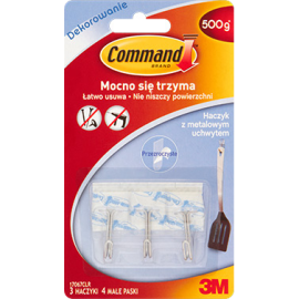 Przeźroczyste haczyki Command 3 szt. + 4 paski, 225g, 17067CLR